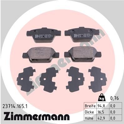 ZIMMERMANN 23714.165.1 Brake pad set Photo corresponds to scope of supply