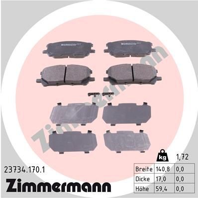 ZIMMERMANN 23734.170.1 Brake pad set with acoustic wear warning, Photo corresponds to scope of supply