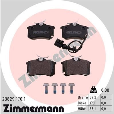 ZIMMERMANN 23829.170.1 Brake pad set incl. wear warning contact, Photo corresponds to scope of supply