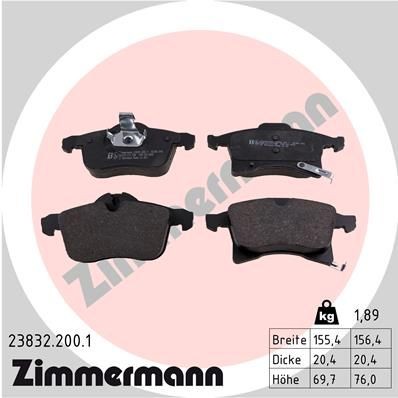 Brake pad set ZIMMERMANN 23832.200.1 - Opel Astra H Hatchback (A04) Brake components spare parts order