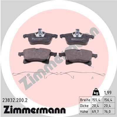 ZIMMERMANN 23832.200.2 Brake pad set with acoustic wear warning, Photo corresponds to scope of supply, with spring