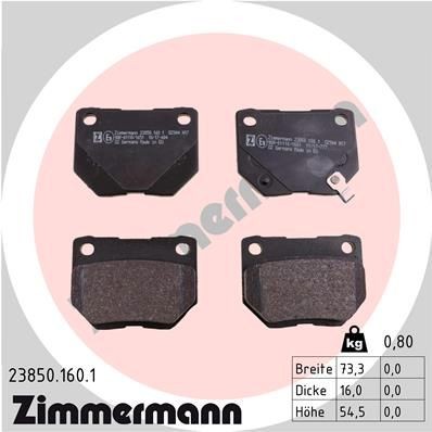 ZIMMERMANN 23850.160.1 Brake pad set with acoustic wear warning, Photo corresponds to scope of supply