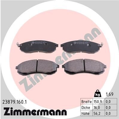 23879.160.1 ZIMMERMANN Brake pad set MITSUBISHI with acoustic wear warning, Photo corresponds to scope of supply
