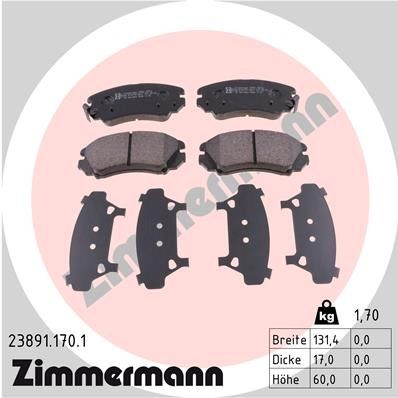 23891.170.1 ZIMMERMANN Brake pad set HONDA with acoustic wear warning, Photo corresponds to scope of supply