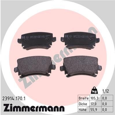 Volkswagen PASSAT Brake pad set ZIMMERMANN 23914.170.1 cheap