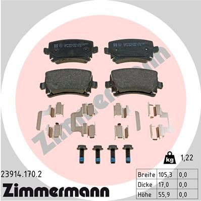 ZIMMERMANN Brake pad set 23914.170.2 Volkswagen PASSAT 2014
