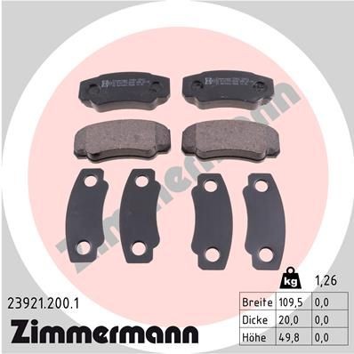 23921 ZIMMERMANN Photo corresponds to scope of supply Height: 50mm, Width: 110mm, Thickness: 20mm Brake pads 23921.200.1 buy