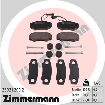 23921 ZIMMERMANN incl. wear warning contact, with bolts/screws, Photo corresponds to scope of supply Height: 50mm, Width: 110mm, Thickness: 20mm Brake pads 23921.200.2 buy