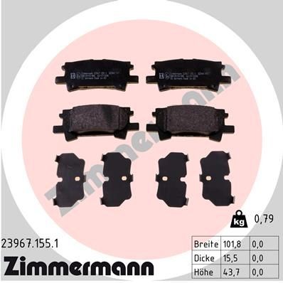 ZIMMERMANN 23967.155.1 Brake pad set with acoustic wear warning, Photo corresponds to scope of supply