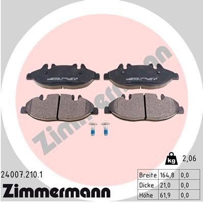 Original ZIMMERMANN 24007 Disc pads 24007.210.1 for MERCEDES-BENZ VITO