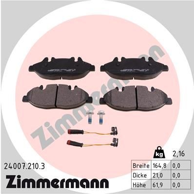 Mercedes VITO Disk brake pads 7789261 ZIMMERMANN 24007.210.3 online buy