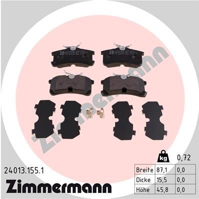 ZIMMERMANN 24013.155.1 Brake pad set with acoustic wear warning, Photo corresponds to scope of supply