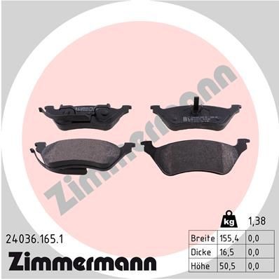 ZIMMERMANN 24036.165.1 Brake pad set DODGE experience and price