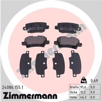Original 24086.155.1 ZIMMERMANN Set of brake pads HONDA