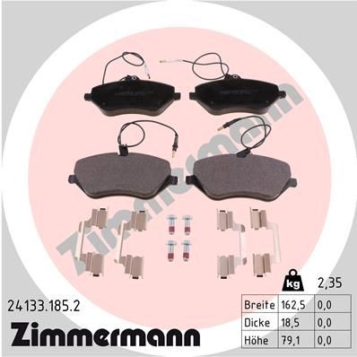 ZIMMERMANN 24133.185.2 Brake pad set incl. wear warning contact, with bolts/screws, Photo corresponds to scope of supply, with spring