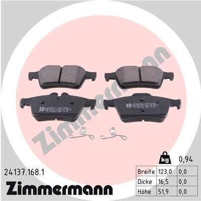 Brake pad set ZIMMERMANN 24137.168.1 - Mazda 3 Brake components spare parts order