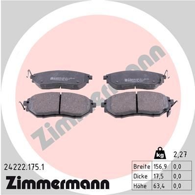 ZIMMERMANN 24222.175.1 Brake pads SUBARU TRIBECA 2005 in original quality