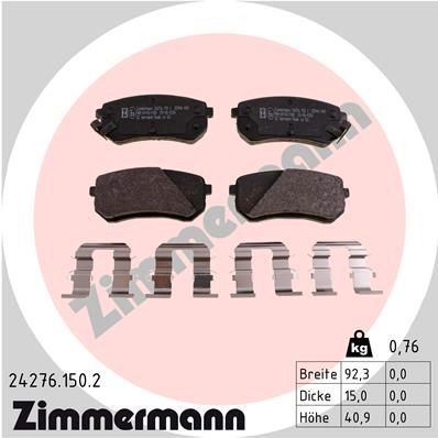 ZIMMERMANN 24276.150.2 Brake pad set with acoustic wear warning, Photo corresponds to scope of supply, with spring