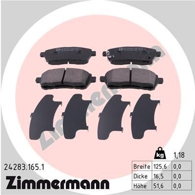 ZIMMERMANN 24283.165.1 Brake pad set with acoustic wear warning, Photo corresponds to scope of supply
