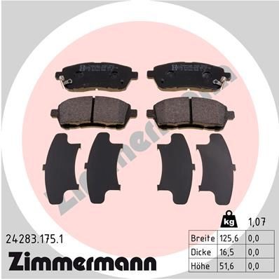 ZIMMERMANN 24283.175.1 Brake pad set with acoustic wear warning, Photo corresponds to scope of supply