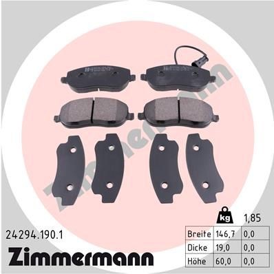 ZIMMERMANN 24294.190.1 Brake pad set incl. wear warning contact, Photo corresponds to scope of supply