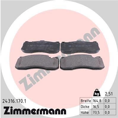 ZIMMERMANN 24316.170.1 Brake pad set Photo corresponds to scope of supply
