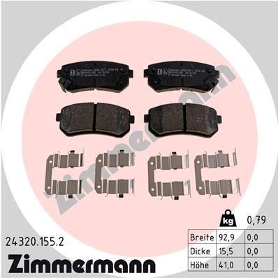 Original 24320.155.2 ZIMMERMANN Set of brake pads HYUNDAI