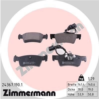 ZIMMERMANN 24367.190.1 Brake pad set incl. wear warning contact, Photo corresponds to scope of supply