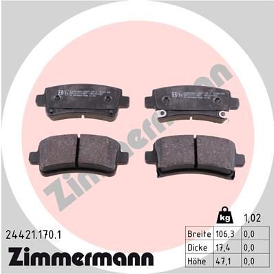 ZIMMERMANN Bremsbelagsatz Opel 24421.170.1 in Original Qualität
