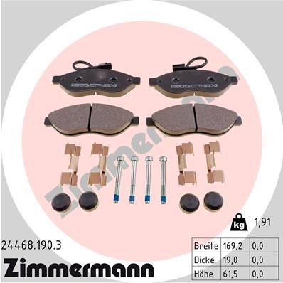 Original 24468.190.3 ZIMMERMANN Disc brake pads PEUGEOT