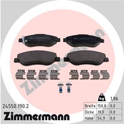 ZIMMERMANN 24550.190.2 Brake pad set with acoustic wear warning, with bolts/screws, Photo corresponds to scope of supply, with spring