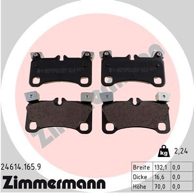ZIMMERMANN 24614.165.9 Brake pad set Photo corresponds to scope of supply