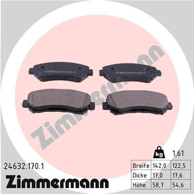 24632 ZIMMERMANN Photo corresponds to scope of supply Height: 59mm, Width: 142mm, Thickness: 17mm Brake pads 24632.170.1 buy