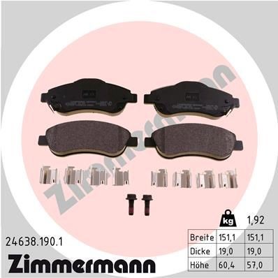 24638.190.1 ZIMMERMANN Brake pad set HONDA with acoustic wear warning, Photo corresponds to scope of supply