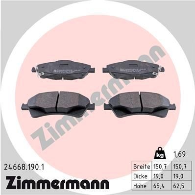 ZIMMERMANN 24668.190.1 Brake pad set with acoustic wear warning, Photo corresponds to scope of supply