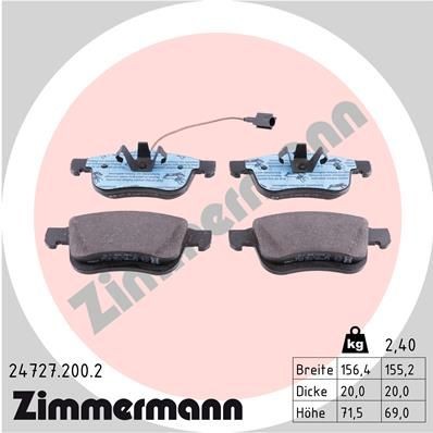 ZIMMERMANN 24727.200.2 Brake pad set incl. wear warning contact, Photo corresponds to scope of supply