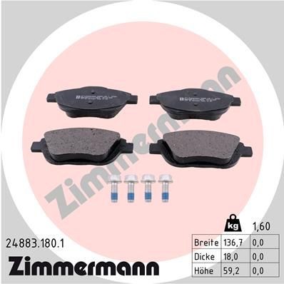 Opel MOKKA Set of brake pads 7789451 ZIMMERMANN 24883.180.1 online buy