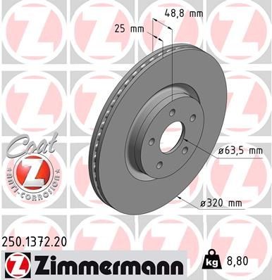ZIMMERMANN COAT Z 250.1372.20 Brake disc 3140093-8