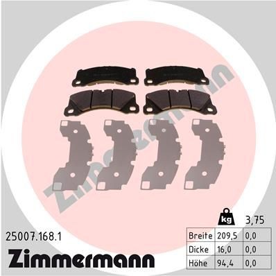 ZIMMERMANN 25007.168.1 Brake pad set prepared for wear indicator, Photo corresponds to scope of supply