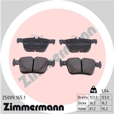 25009.165.1 Set of brake pads 25009.165.1 ZIMMERMANN Photo corresponds to scope of supply