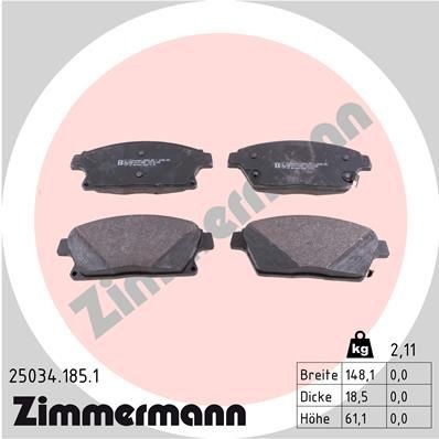 ZIMMERMANN 25034.185.1 Brake pad set with acoustic wear warning, Photo corresponds to scope of supply