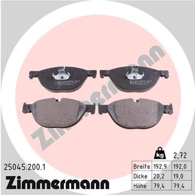 Original 25045.200.1 ZIMMERMANN Set of brake pads SMART