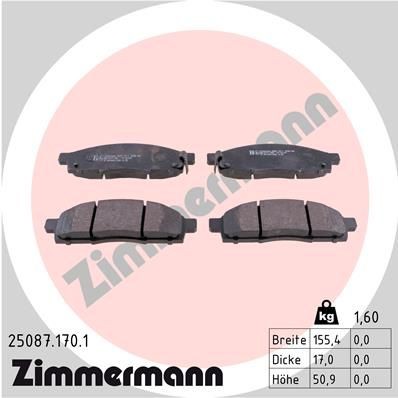 Original 25087.170.1 ZIMMERMANN Set of brake pads NISSAN