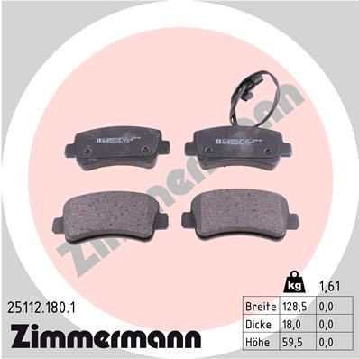ZIMMERMANN 25112.180.1 Brake pad set incl. wear warning contact, Photo corresponds to scope of supply