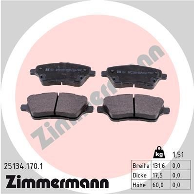 ZIMMERMANN 25134.170.1 Brake pads FORD B-MAX 2012 in original quality