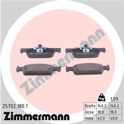 25702.180.1 ZIMMERMANN Brake pad set RENAULT Photo corresponds to scope of supply