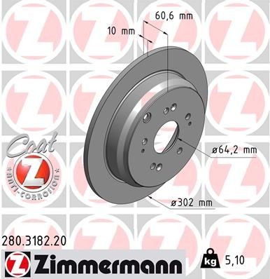 ZIMMERMANN COAT Z 280.3182.20 Brake disc 42510-SWW-G01