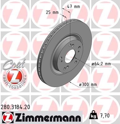 ZIMMERMANN COAT Z 280.3184.20 Brake disc 45251 S9A E50
