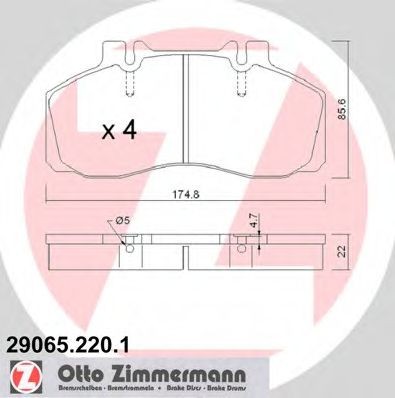 29065 ZIMMERMANN 29065.220.1 Brake pad set 1909298.1