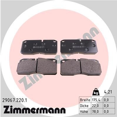 29067 ZIMMERMANN Photo corresponds to scope of supply Height: 78mm, Width: 175mm, Thickness: 22mm Brake pads 29067.220.1 buy